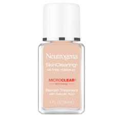 Neutrogena SkinClearing Oil-Free Makeup Soft Beige 50 bottle supports shine control for natural finish.