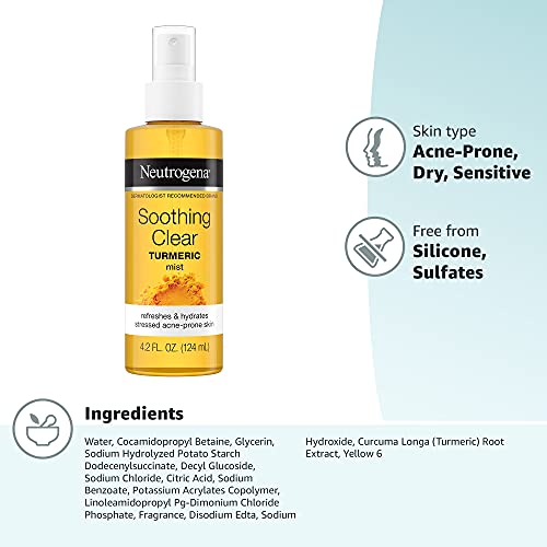 Neutrogena Soothing Clear Turmeric Mist offers hydration without tackiness on skin.