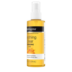 Neutrogena Soothing Clear Turmeric Mist spray demonstrates a fine mist for quick refreshment.