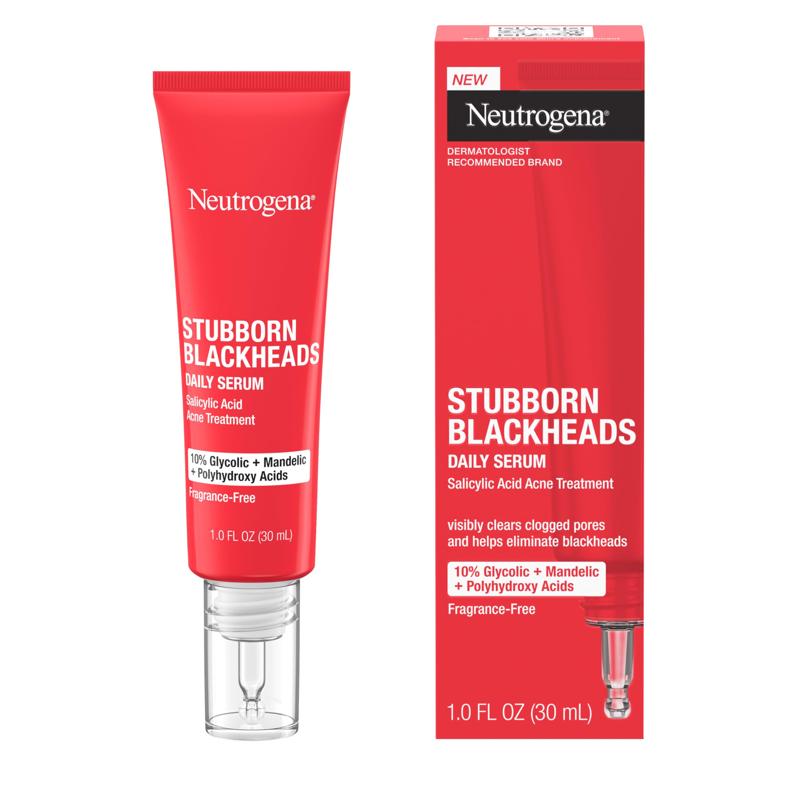 Application area on cheek with Neutrogena serum for daily acne care.