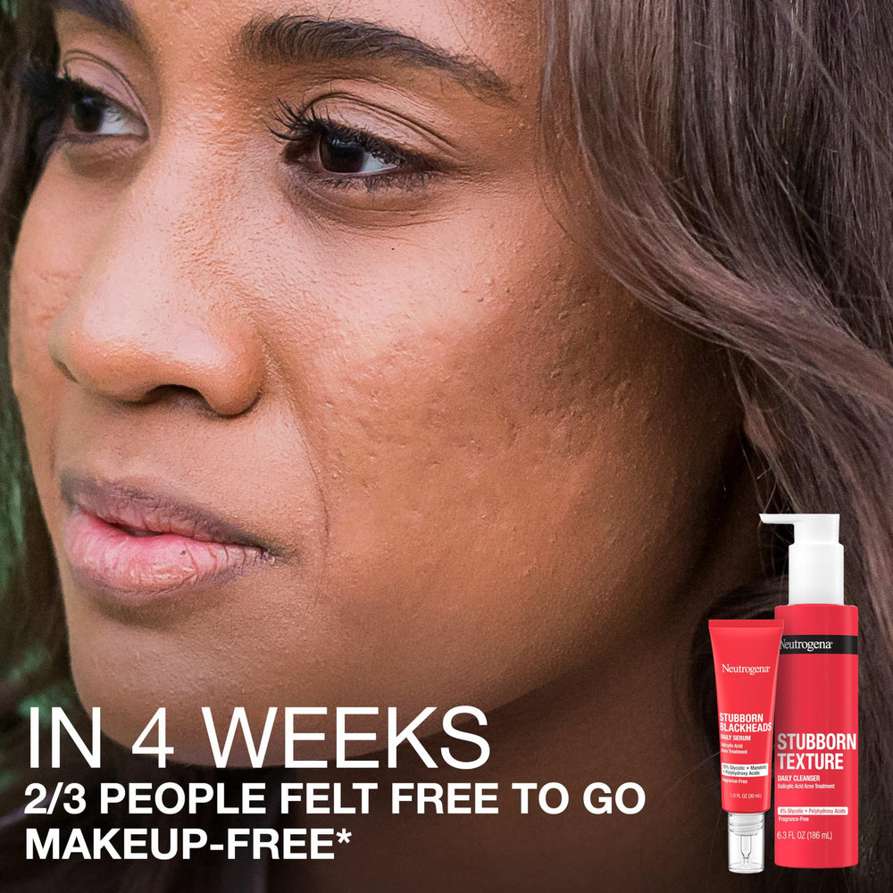 Oil-free formula spread across skin by Neutrogena serum for acne-prone routines.
