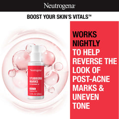 Neutrogena Stubborn Marks PM Treatment application on face highlights smoother texture by morning.