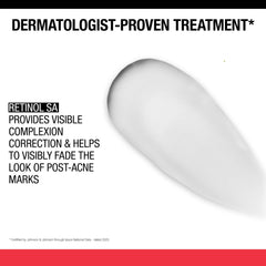 Neutrogena Stubborn Marks PM Treatment label closeup emphasizes retinol SA for corrected complexion.