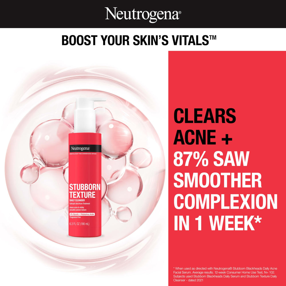 Neutrogena Stubborn Texture cleanser foamy lather demonstrates exfoliation.