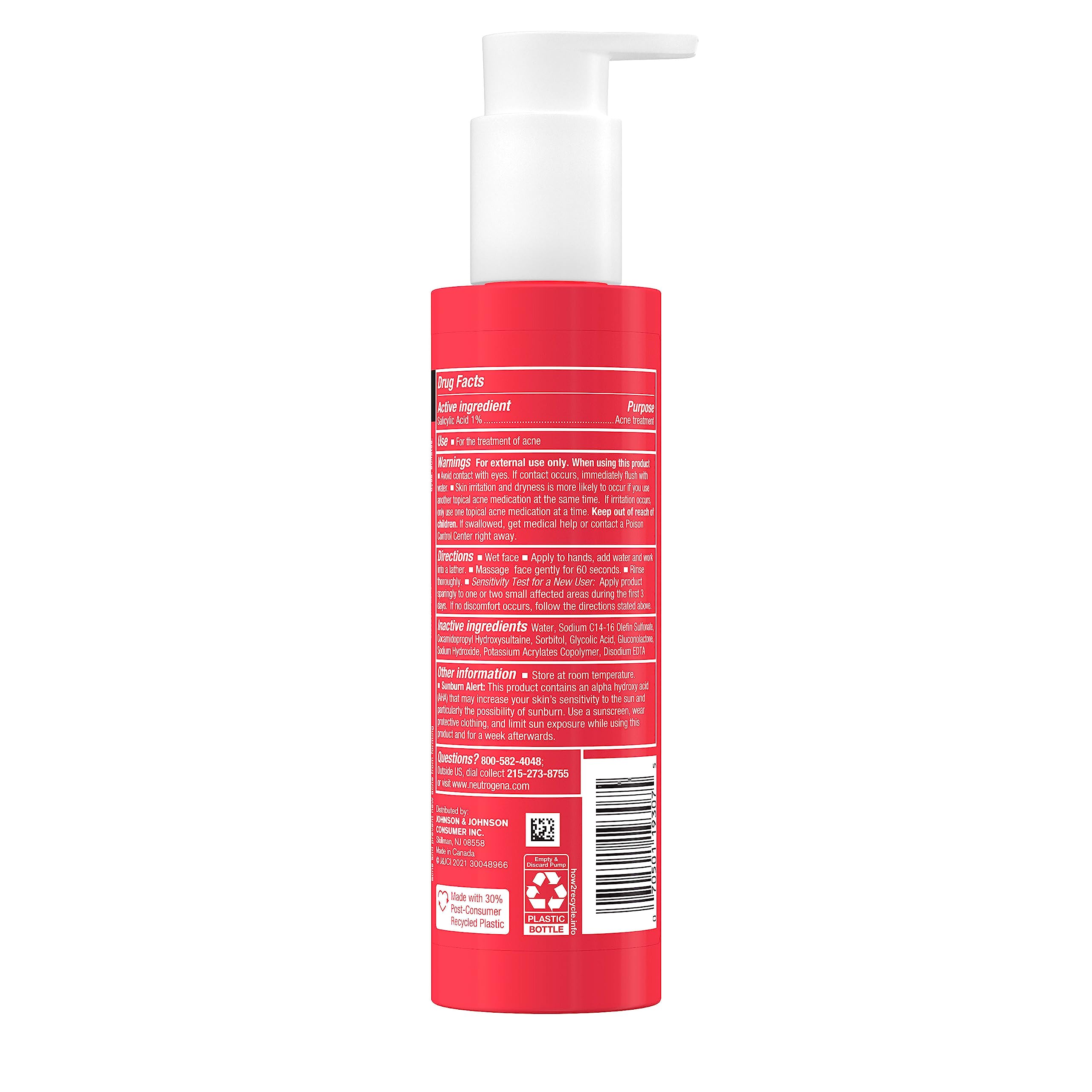 Neutrogena Stubborn Texture Cleanser bottle close-up suggests daily use.