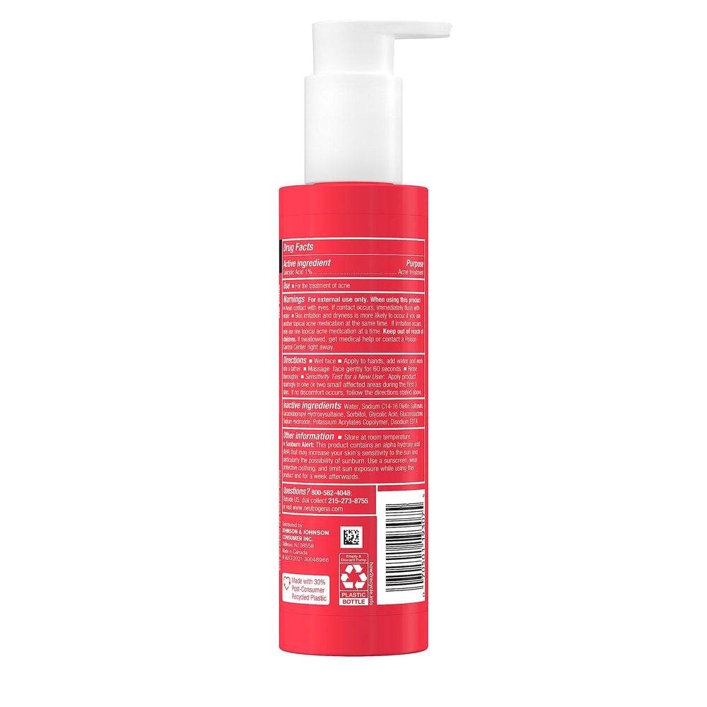 Neutrogena Stubborn Texture Cleanser bottle close-up suggests daily use.