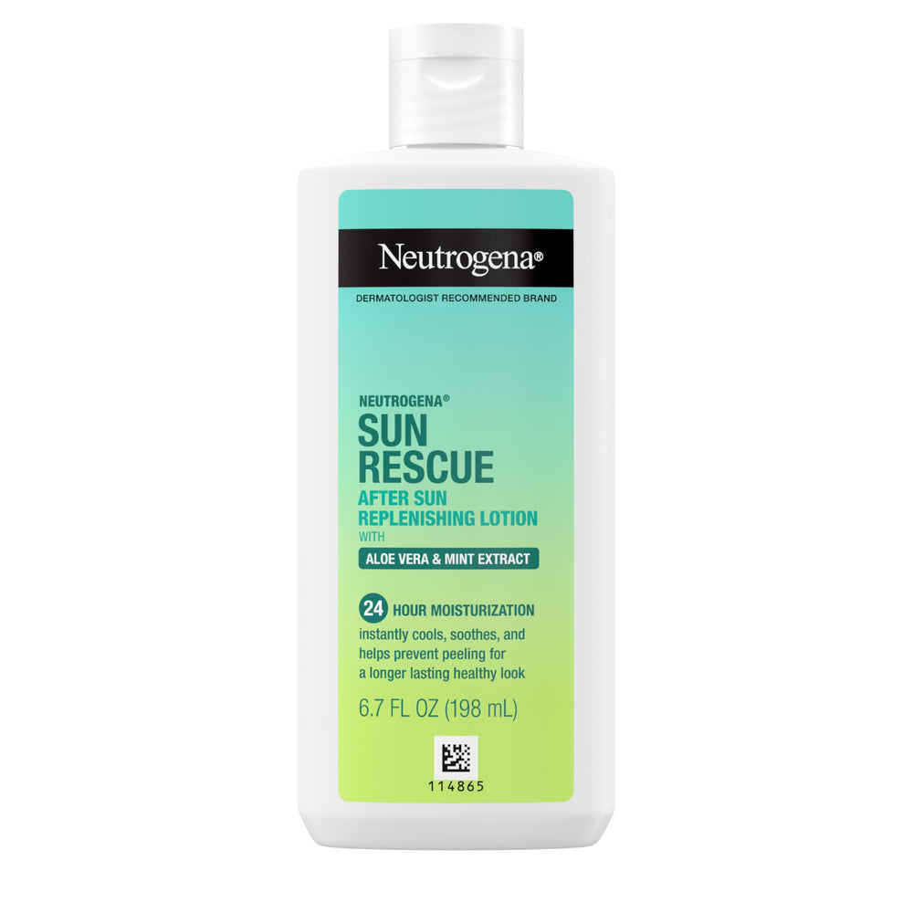Neutrogena Sun Rescue bottle close-up showing hydration after sun exposure
