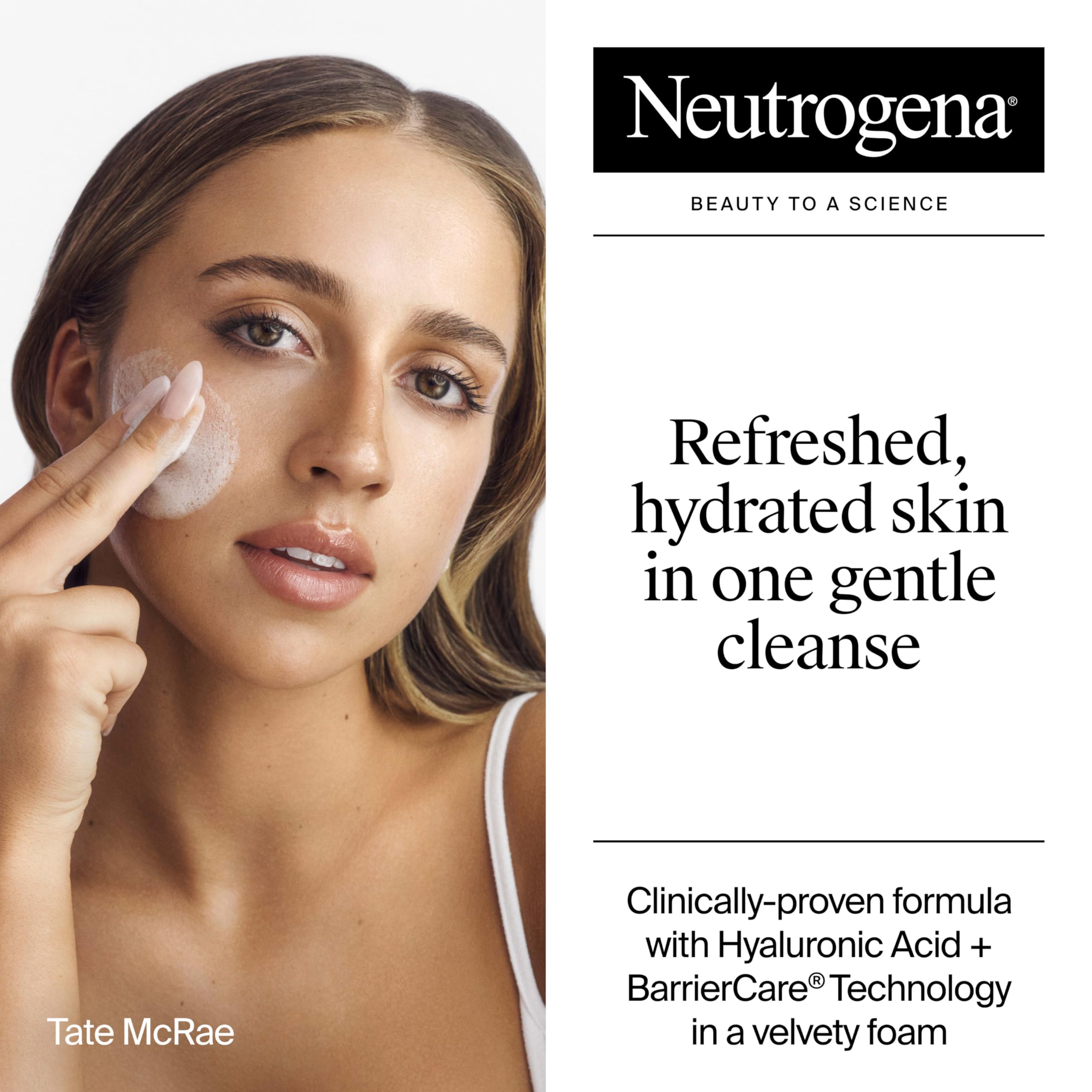 Neutrogena Tate McRae-branded packaging featured on a compact travel set.