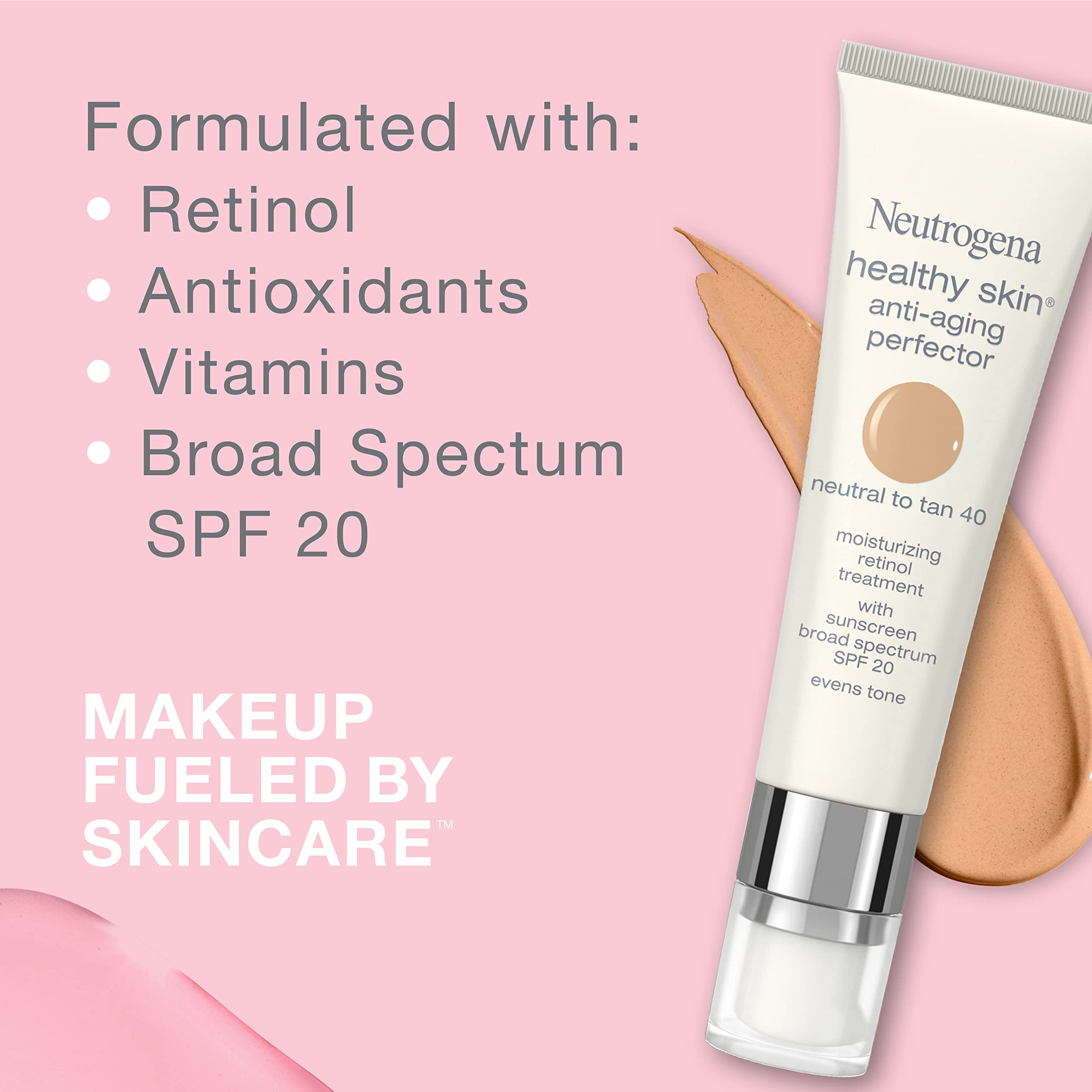 Neutrogena Tinted Moisturizer on a hand, showing sheer coverage for a natural, dewy finish.
