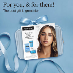 Neutrogena travel-size skin care set on a minimal flat lay for easy packing.