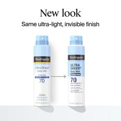 Neutrogena Ultra Sheer Body Mist spray application demonstrates quick, non-greasy coverage