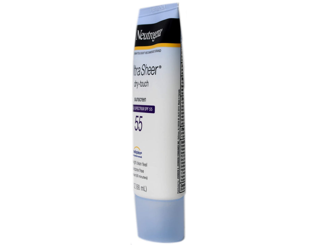 Neutrogena Ultra Sheer Dry-Touch sunscreen showing fast-absorbing matte texture.