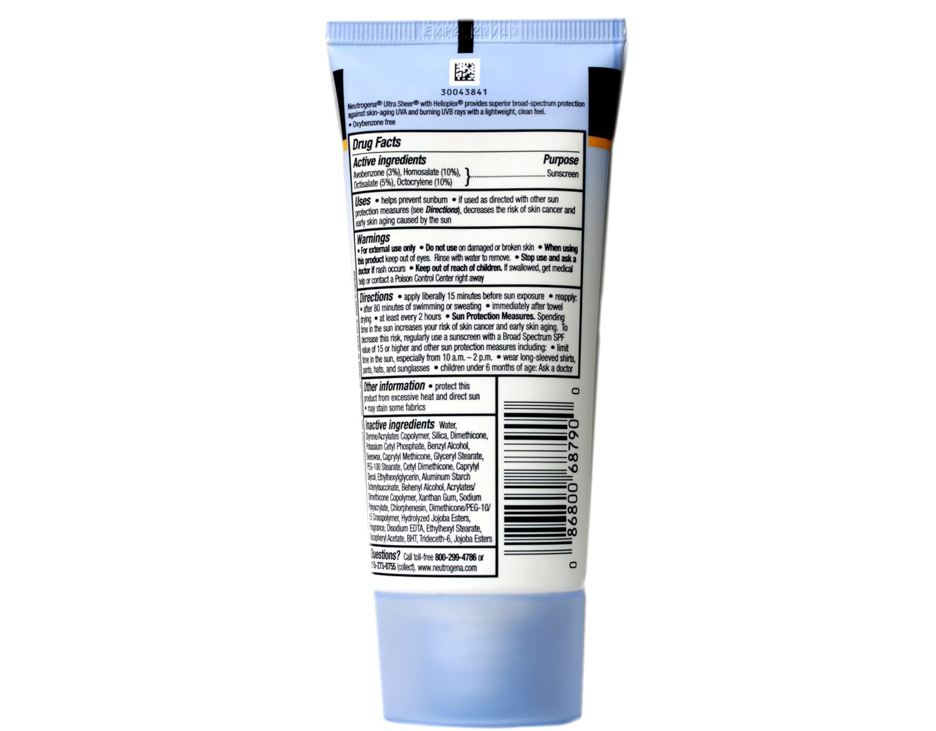 Neutrogena Ultra Sheer Dry-Touch sunscreen on skin during outdoor activity.