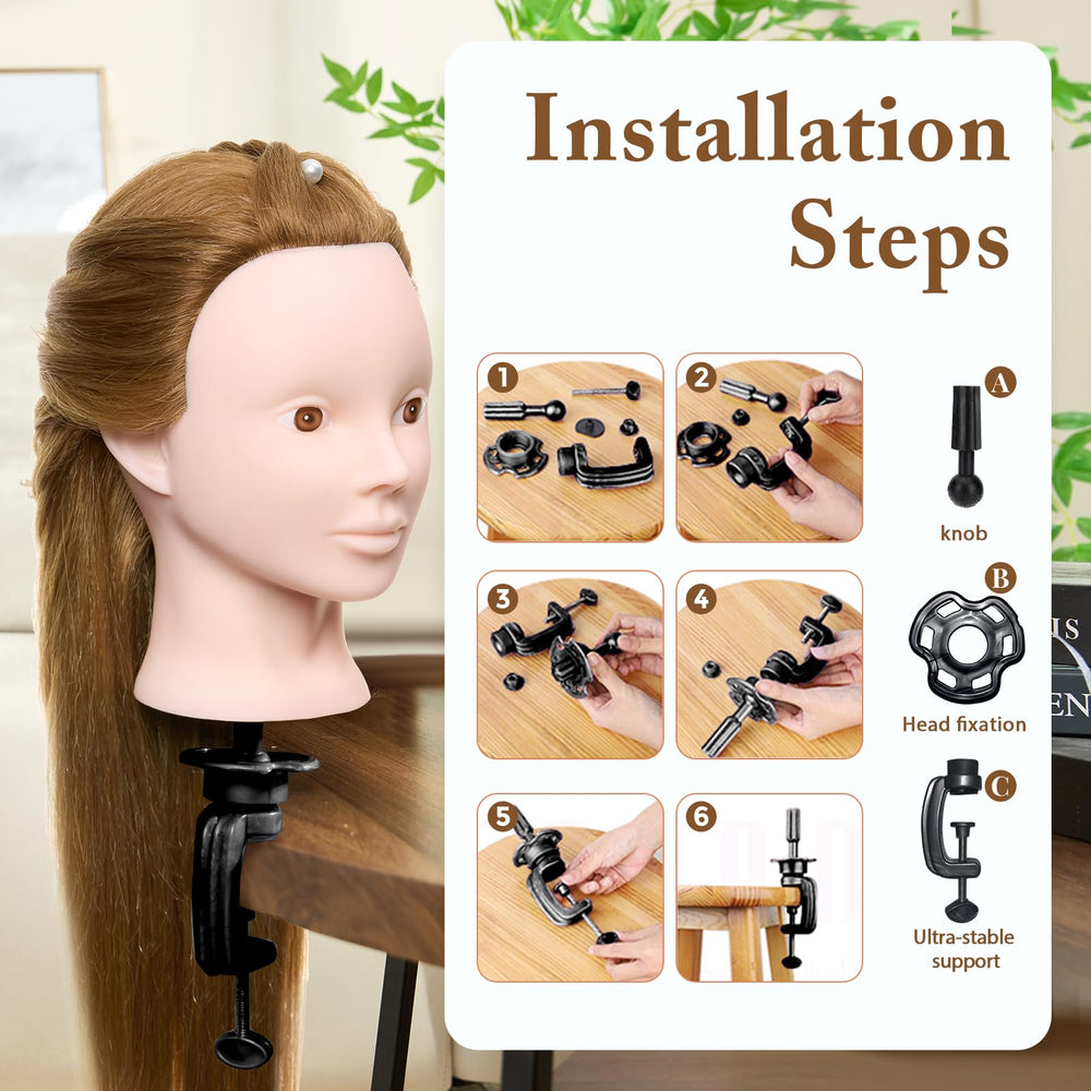 Neverland 28-inch head demonstrates braiding ideas and updos for students.
