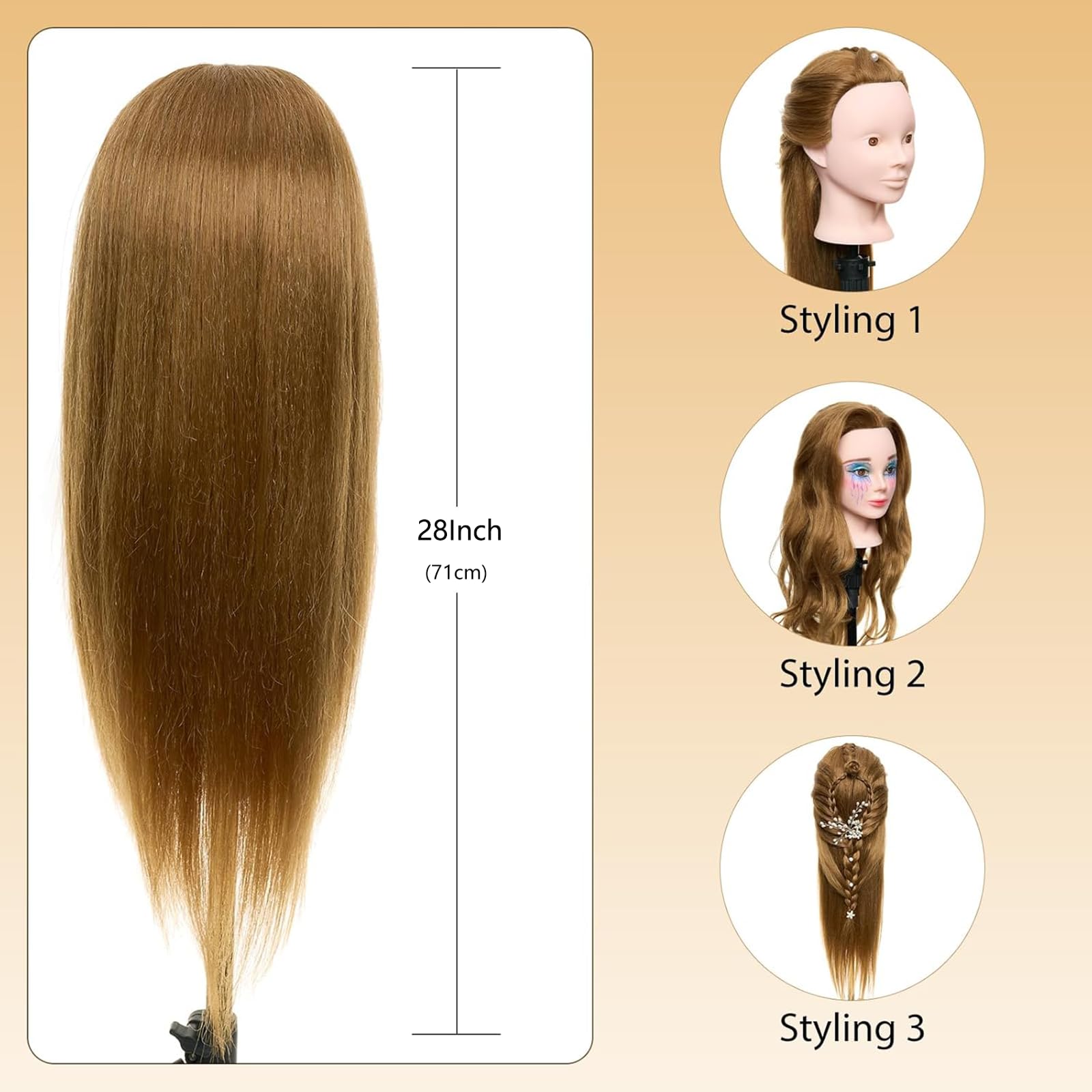 Neverland 28-inch head on clamp stand enables hands-free hairstyling practice.