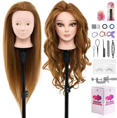 Neverland 28-inch head front view with 80% real hair for braiding practice.