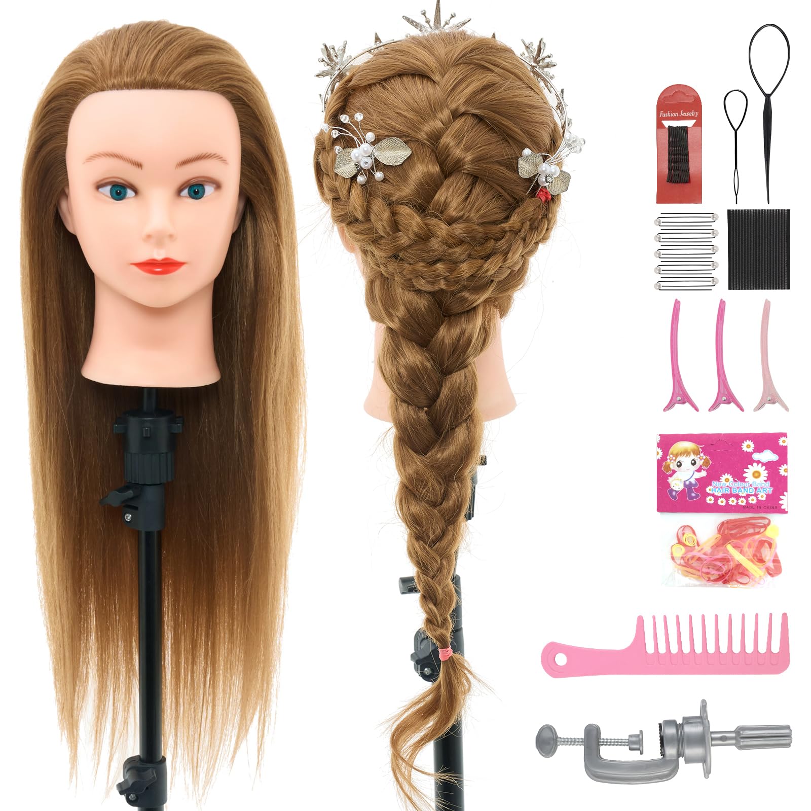 Neverland 28-inch blonde mannequin head for professional hairstyling practice.