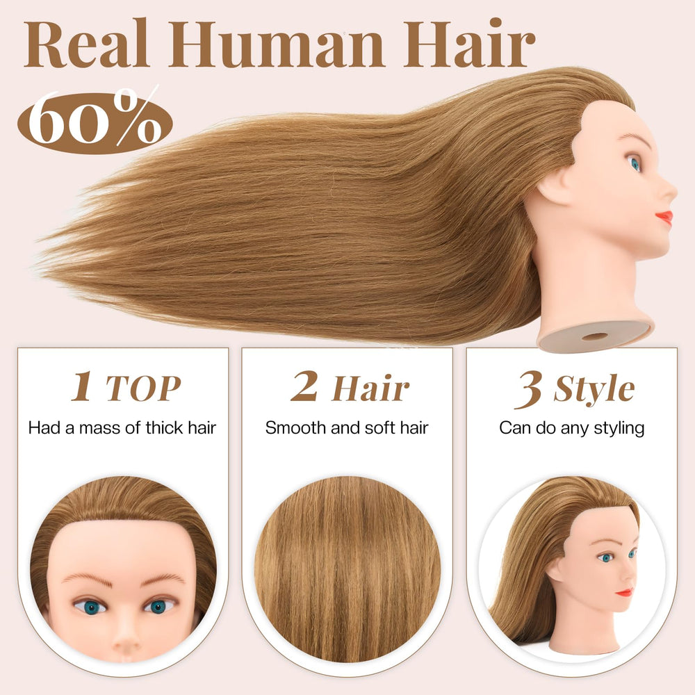 Neverland 80 percent real-hair head offers textured strands for curling and straightening.