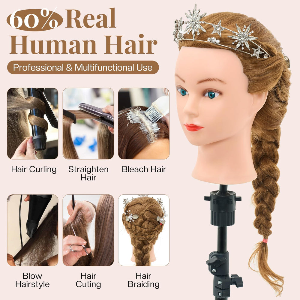 Neverland table clamp mannequin head enables stable, hands-free styling practice.