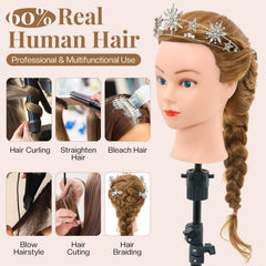 Neverland table clamp mannequin head enables stable, hands-free styling practice.