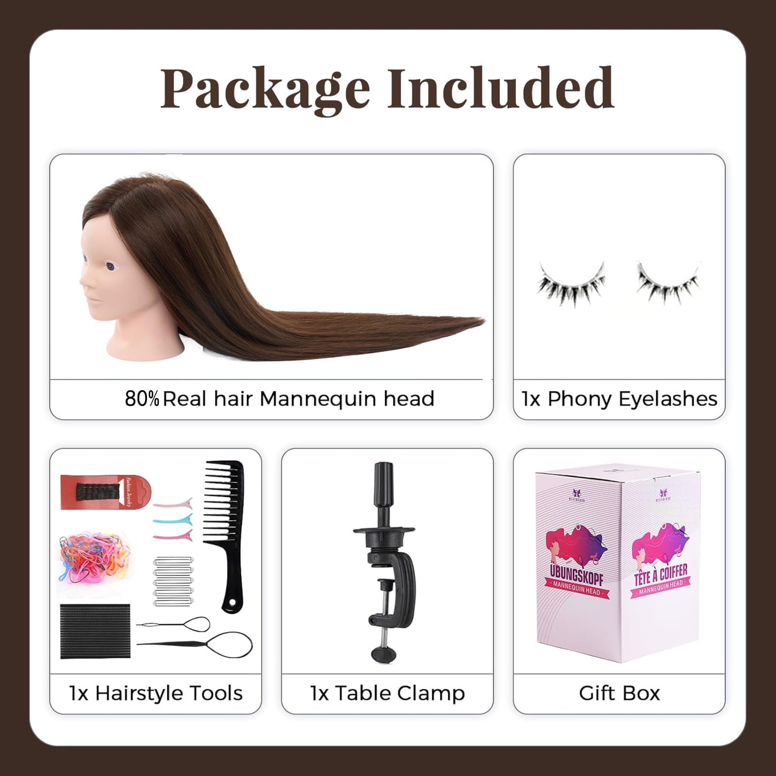 Neverland Beauty dual-use head enables hair and makeup creativity.
