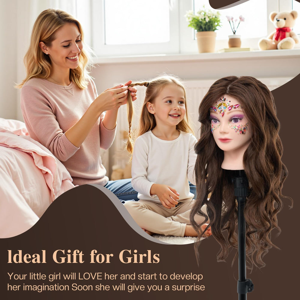 Neverland Beauty head with real hair aids curl testing and coloring.