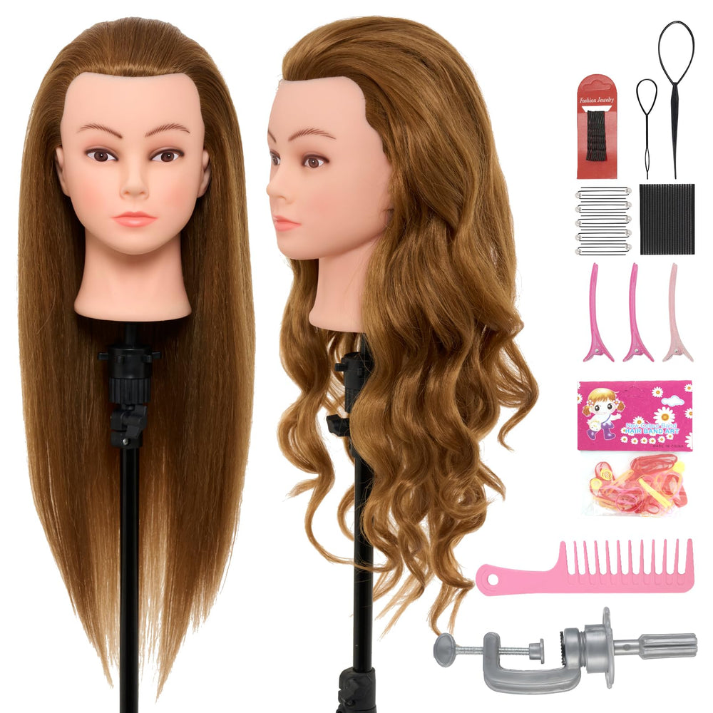Neverland Beauty 28-inch mannequin head close-up shows realistic hair texture for precision styling