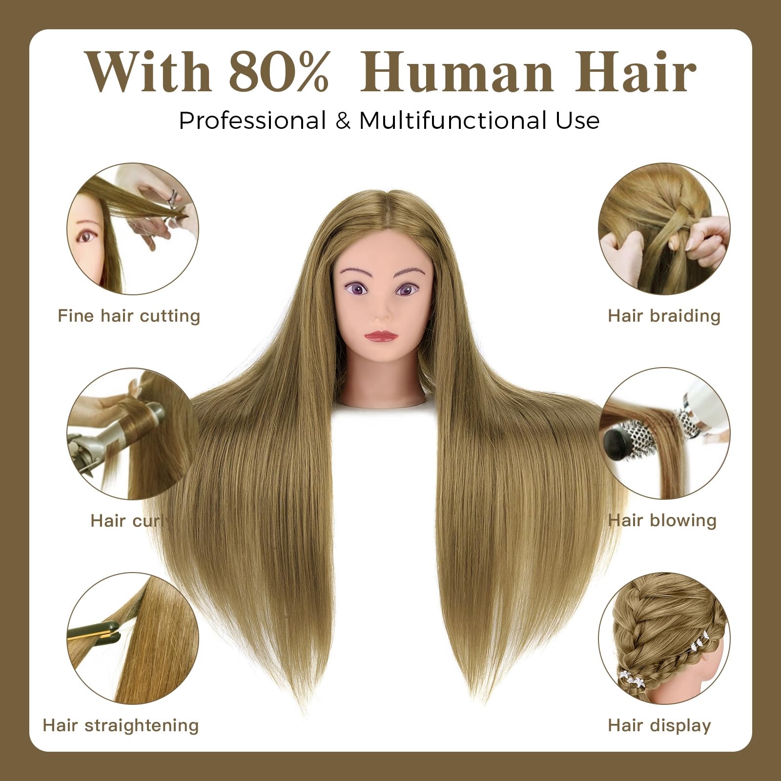 Neverland Beauty 80 percent real hair doll head ideal for braiding and technique mastery.