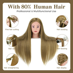 Neverland Beauty 80 percent real hair doll head ideal for braiding and technique mastery.