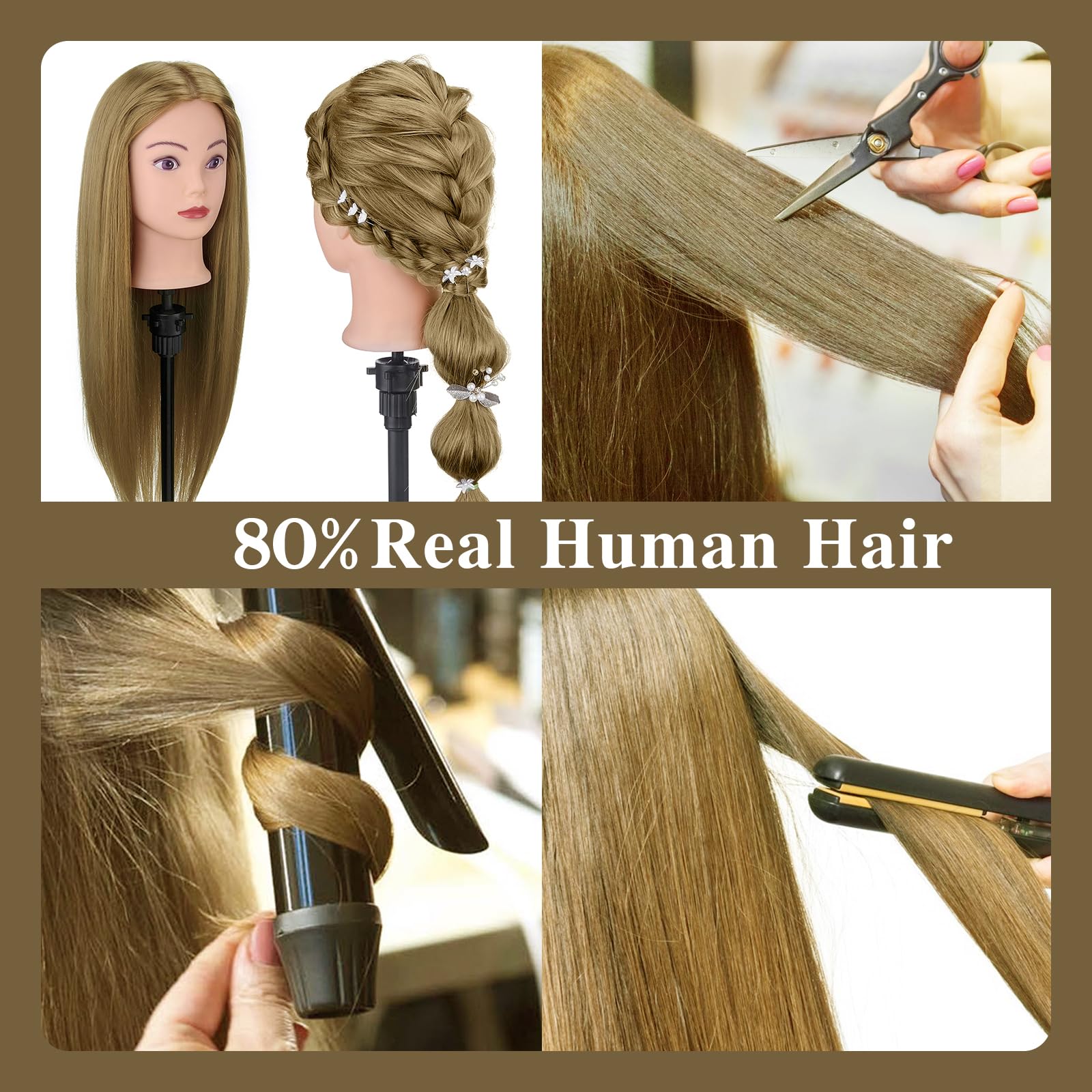 Neverland Beauty cosmetology mannequin head for braiding, curling, and heat styling practice.