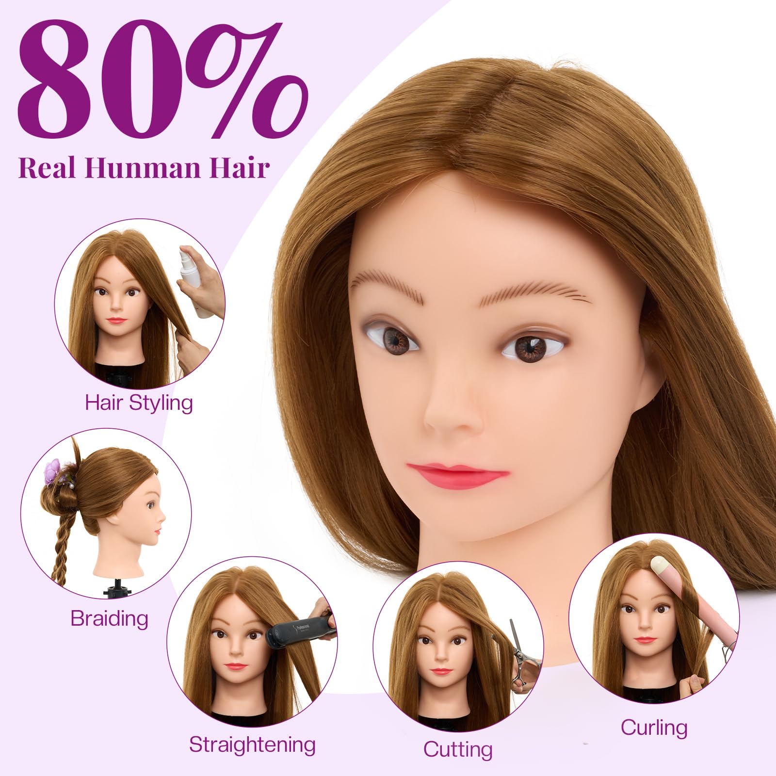 Neverland Beauty mannequin head hair is washable and disinfected for hygienic training.
