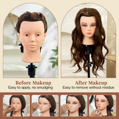 Neverland Beauty mannequin head for makeup practice demonstrates facial styling
