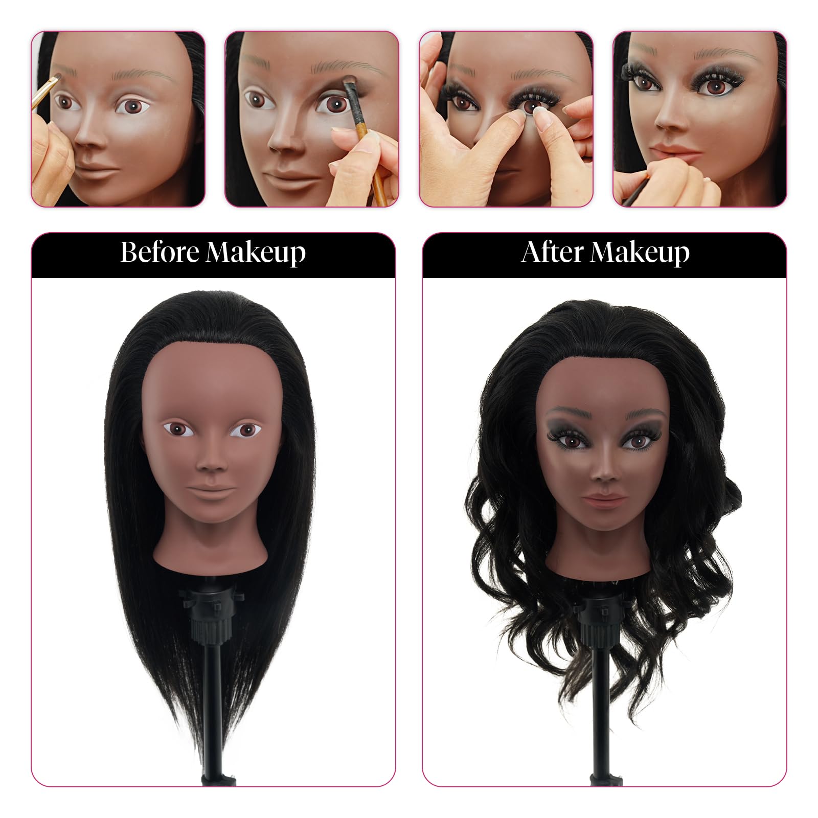 Neverland Beauty mannequin head on tripod stand ideal for braiding and hairstyling practice.