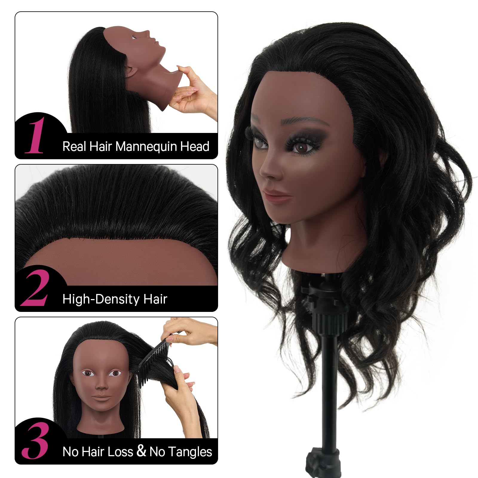 Neverland Beauty mannequin head hair suitable for color testing and makeup demonstrations.