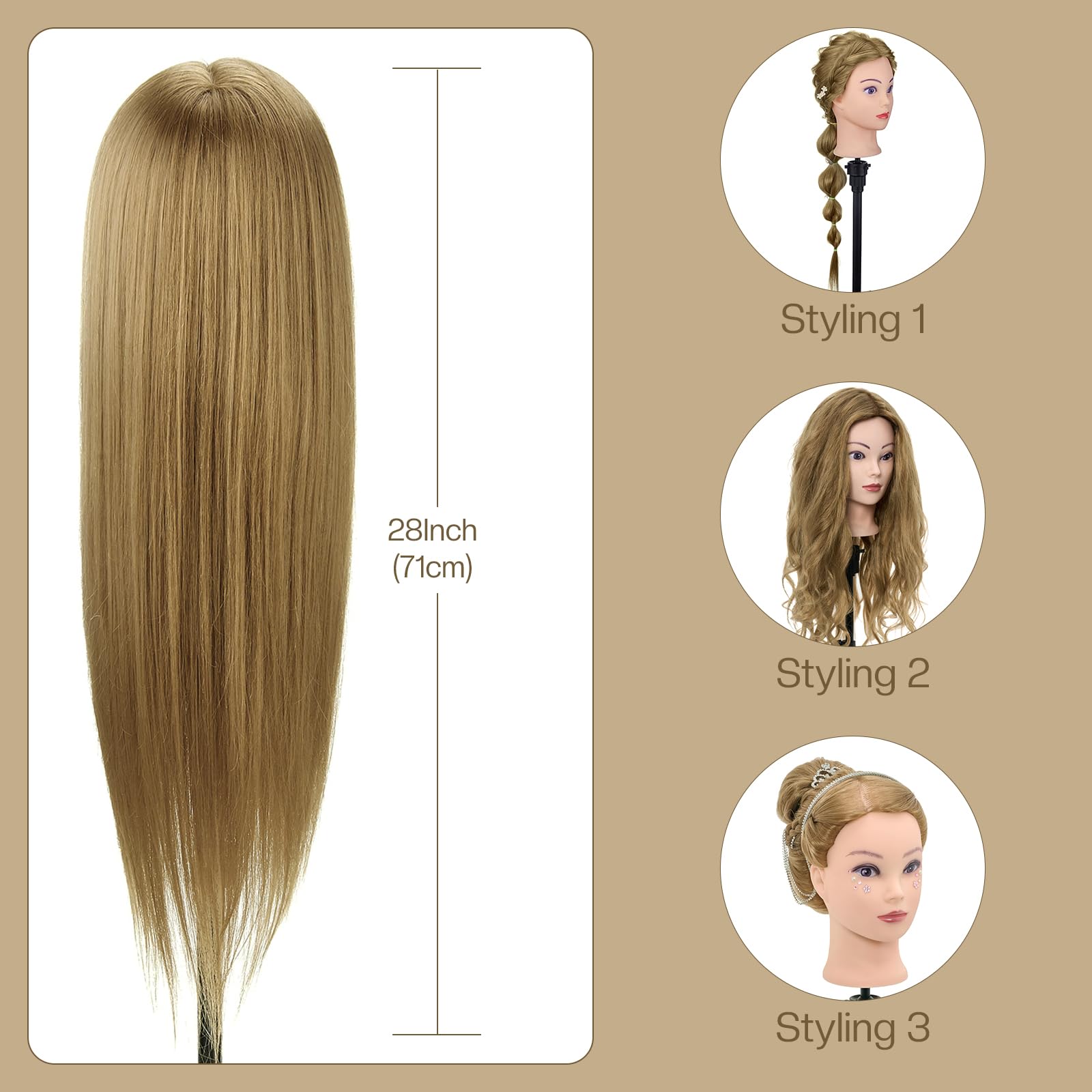 Neverland Beauty training doll head with table clamp supports stable, hands-free practice sessions.