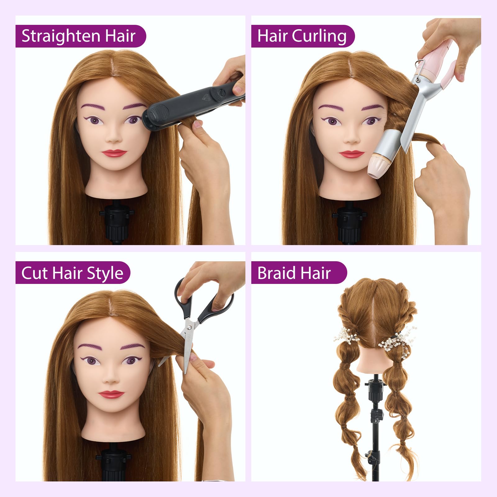 Neverland braiding practice on the 28-inch hair yields intricate updo exploration.