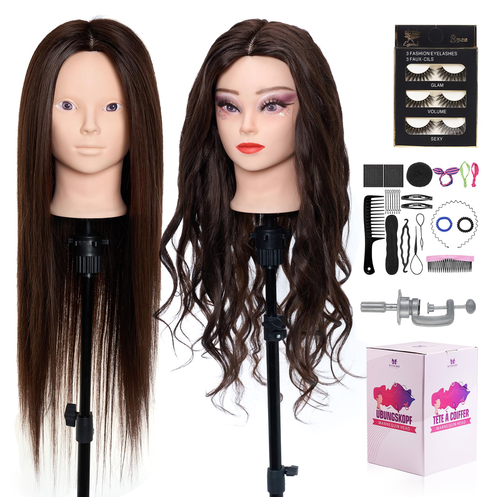 Neverland mannequin head 28inch hair gold for realistic styling practice.