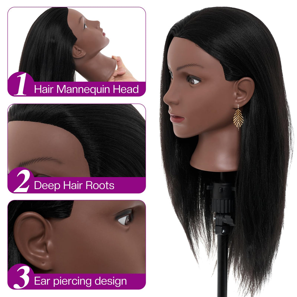 Neverland mannequin head cutting practice real hair for technique