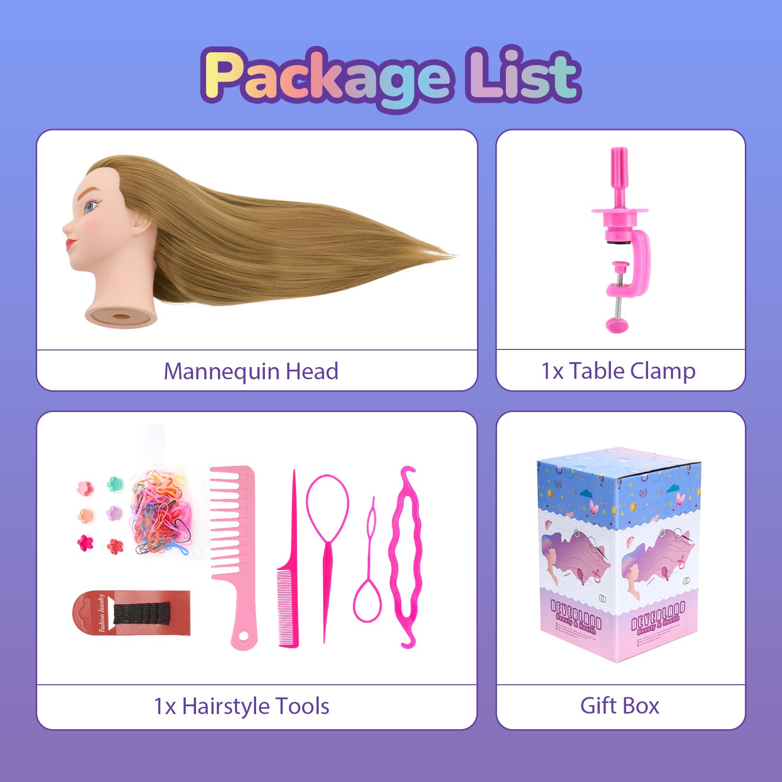 Neverland mannequin head gift idea for kids learning hairdressing