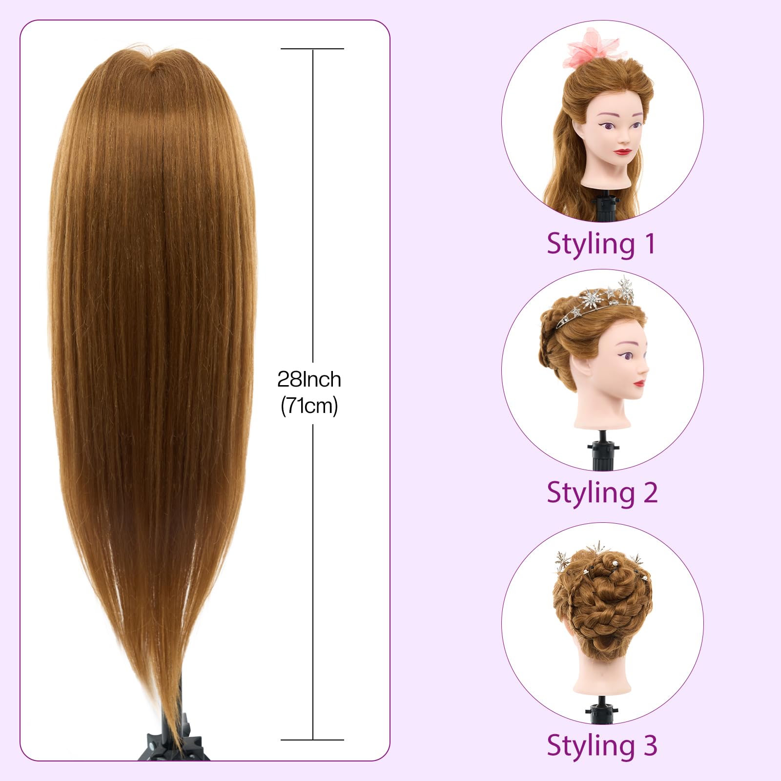 Neverland mannequin head in styling session demonstrates curling and straightening techniques.