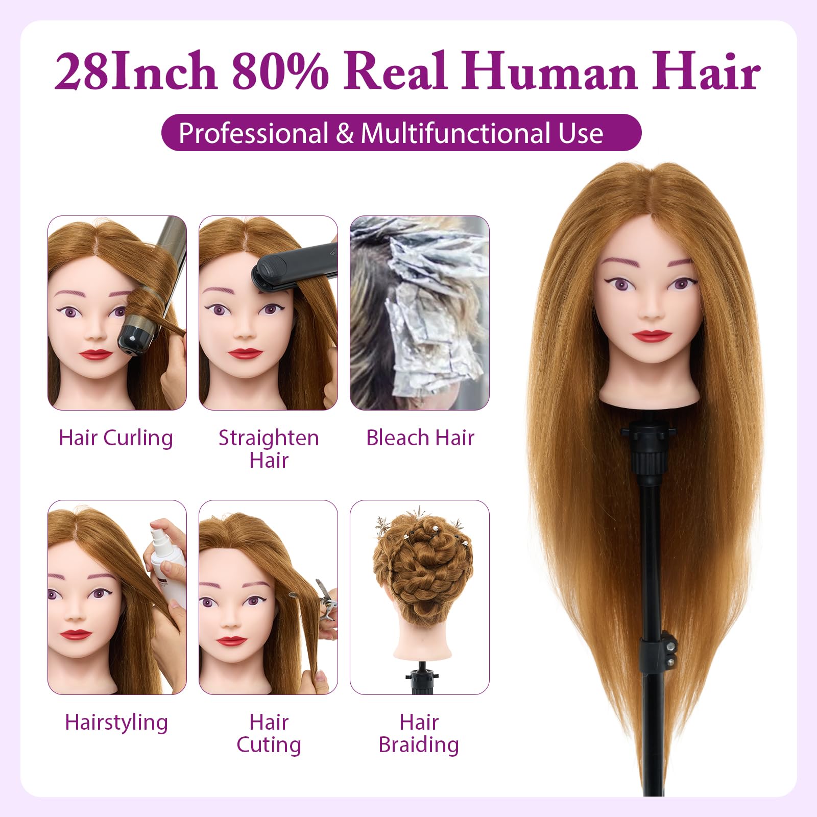 Neverland table clamp stand securely holds the mannequin head during professional training.