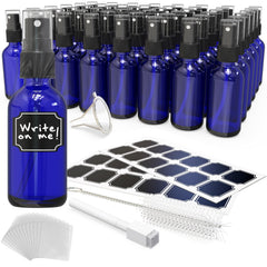 Nevlers blue glass spray bottle 2oz front view showcasing durable UV-protected glass.