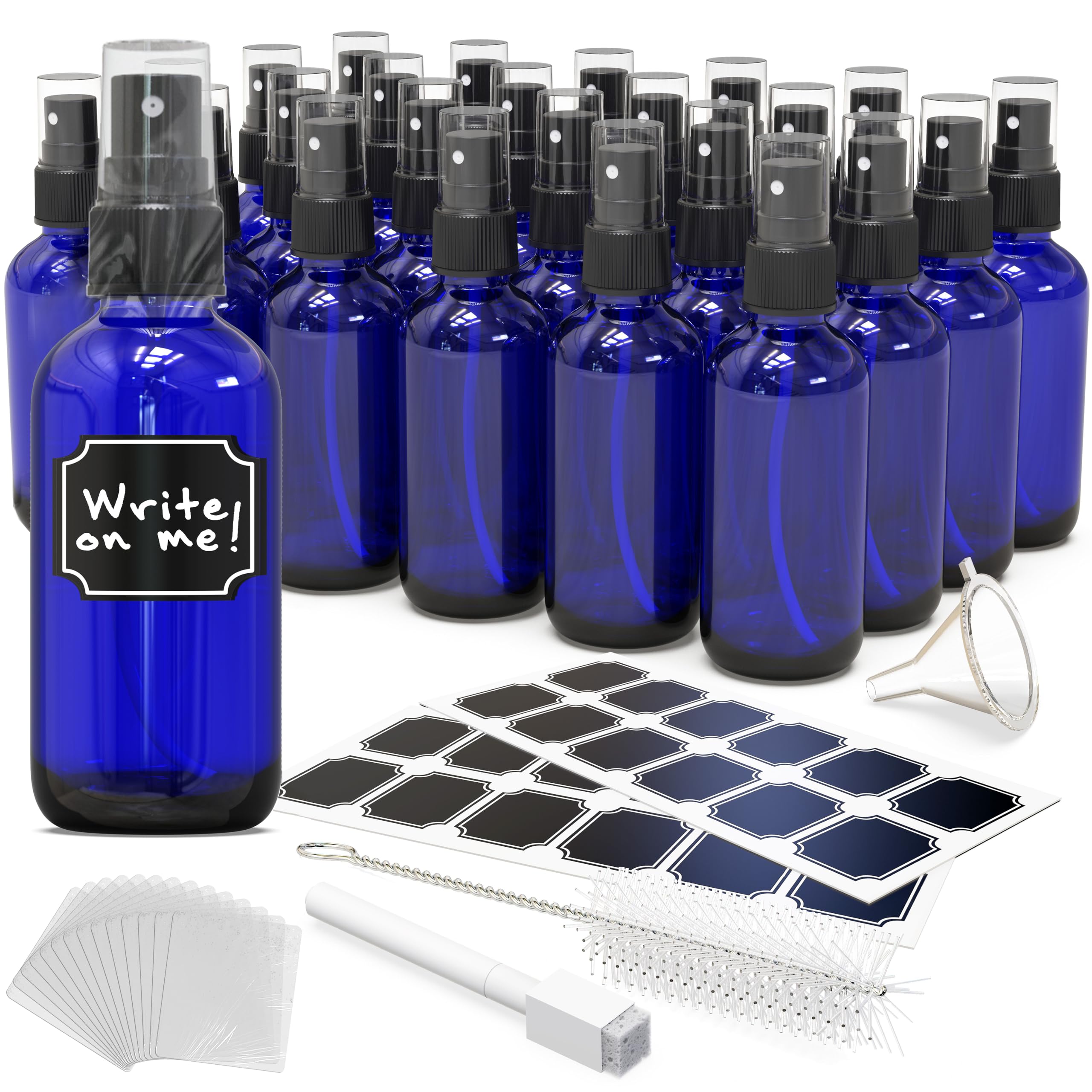 Nevlers blue glass spray bottle 4oz pack with precise nozzle for everyday refills.