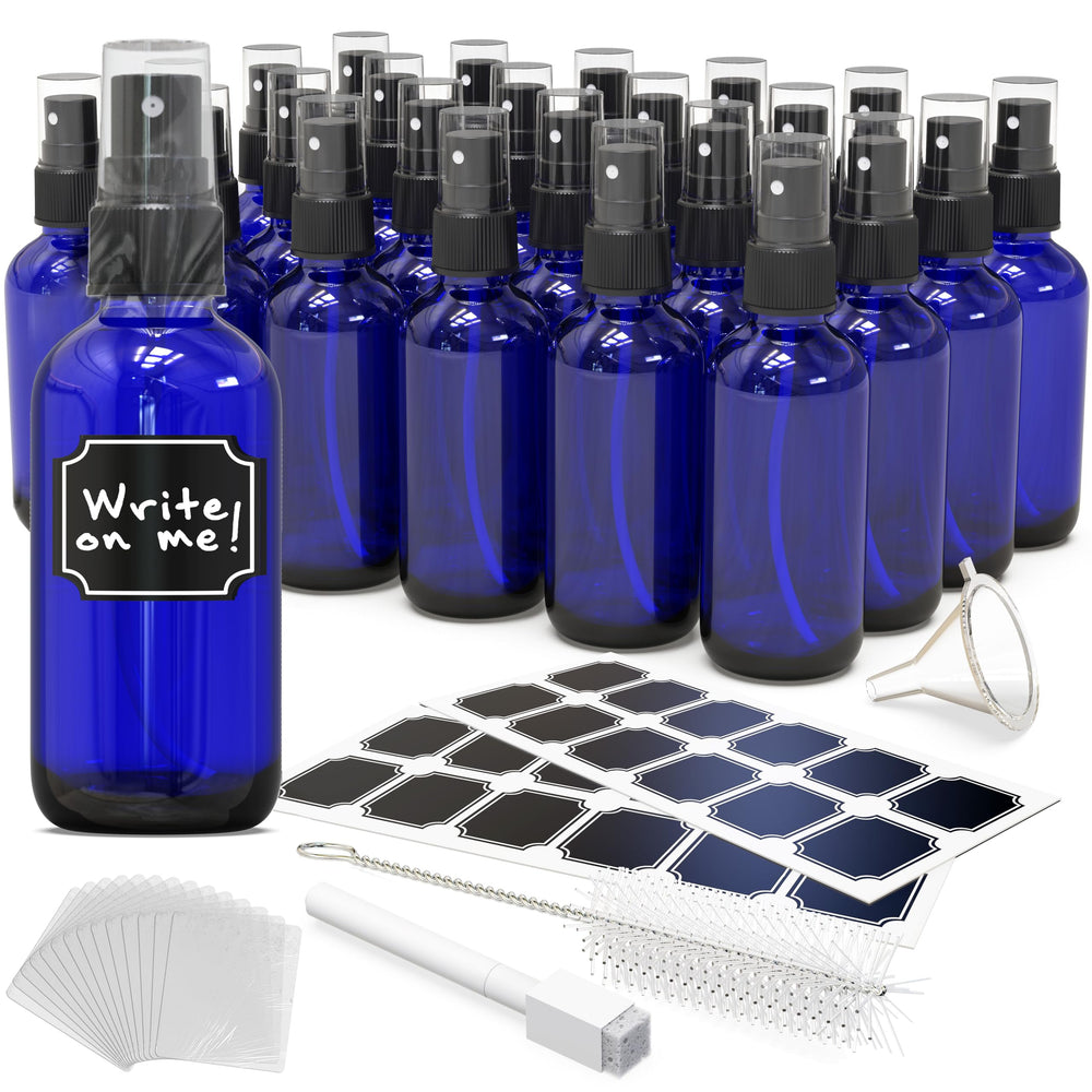 Nevlers blue glass spray bottle 4oz pack with precise nozzle for everyday refills.