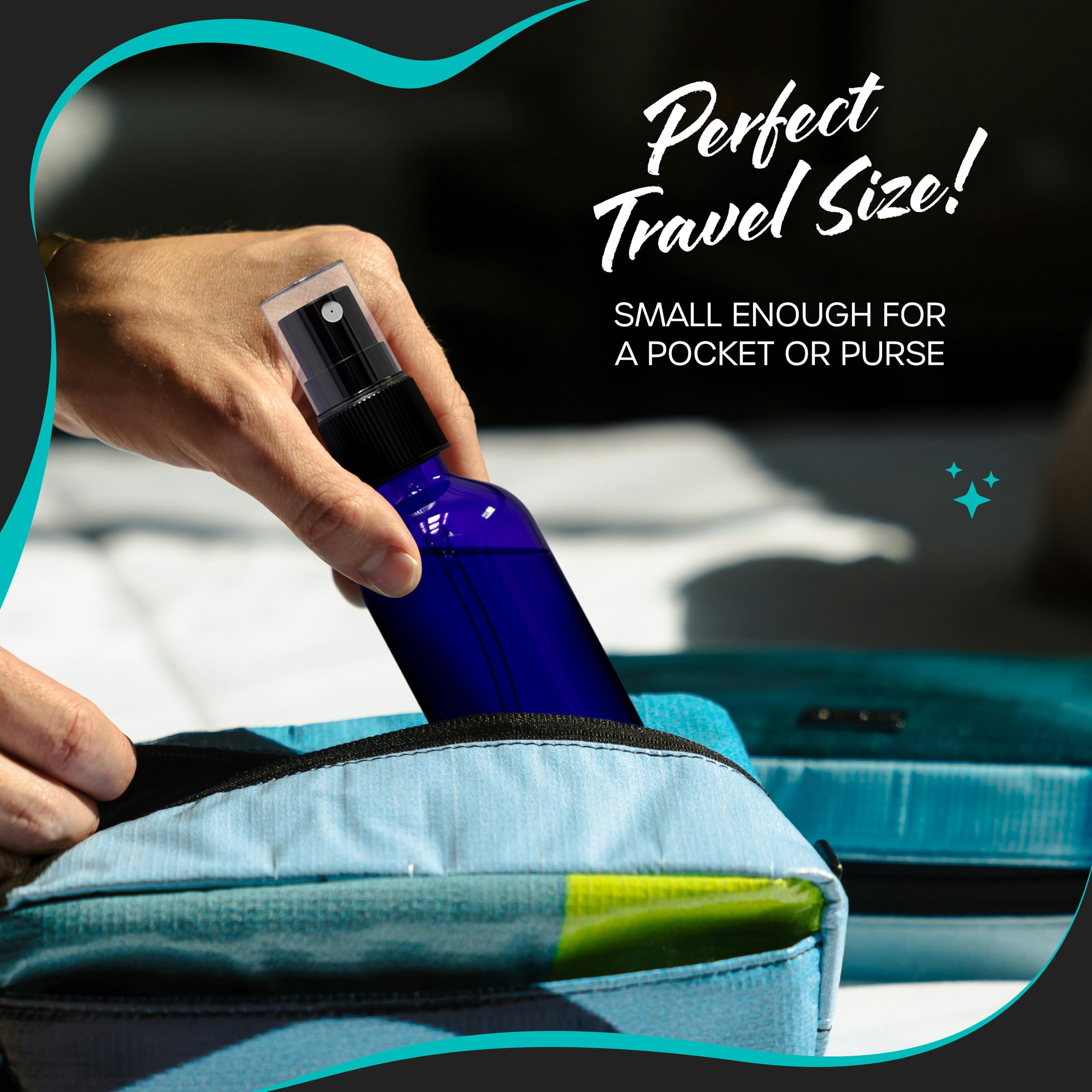 Nevlers dark blue glass bottle safeguards contents from light during travel.
