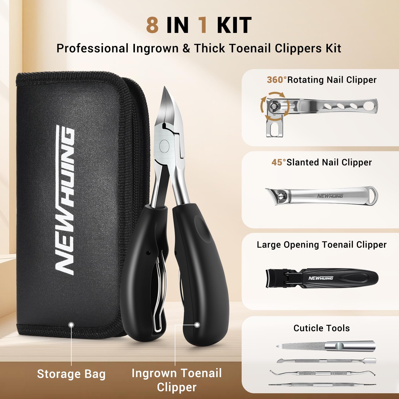New Huing 25-degree curved blade delivers precise ingrown nail trimming at home.