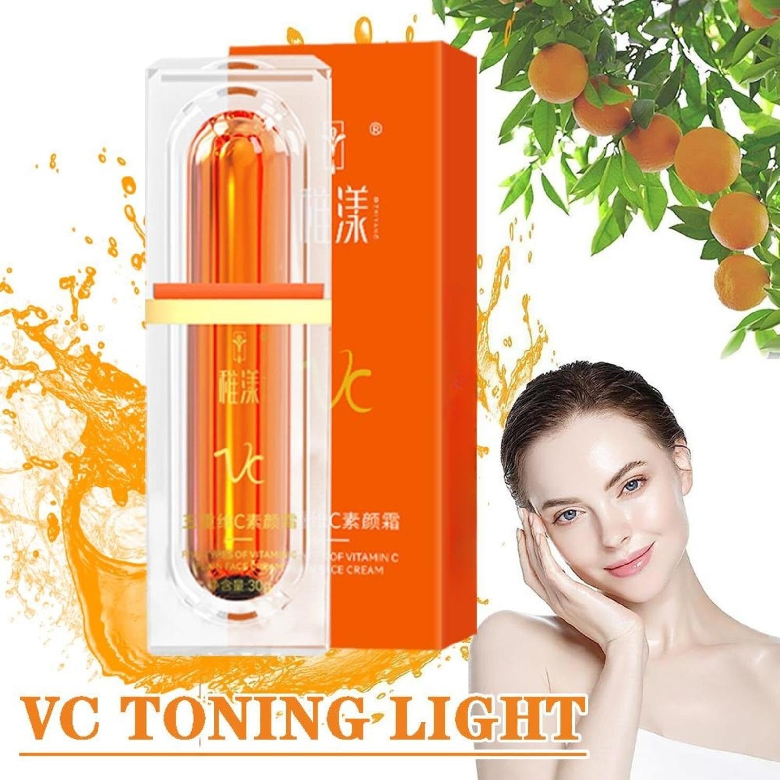 New Irven Tone-Up Cream ingredients visual hints at vitamin C benefits and hydration.