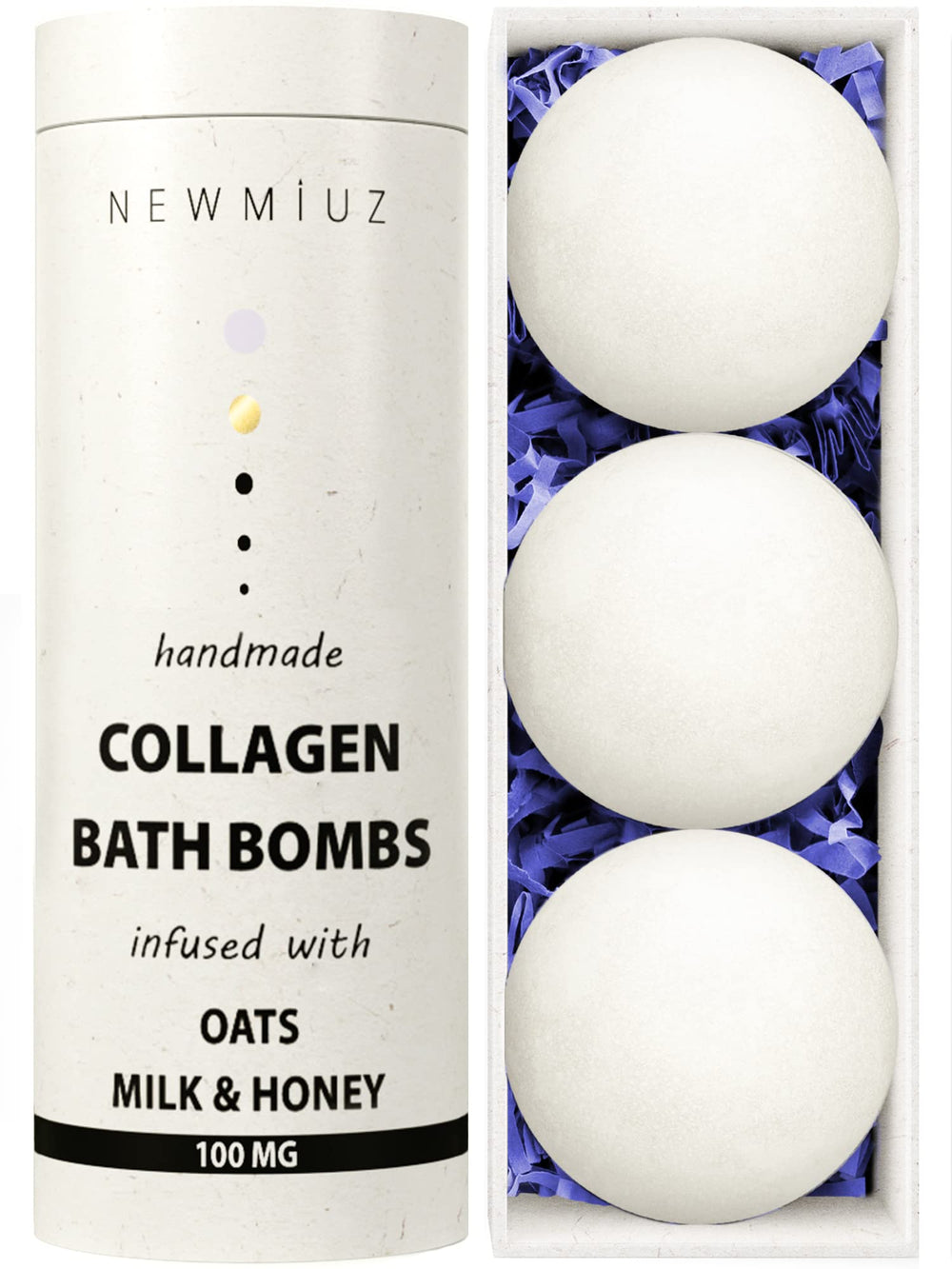 Bomba New Miuz cremosa con colágeno y avena para piel suave al salir de la ducha