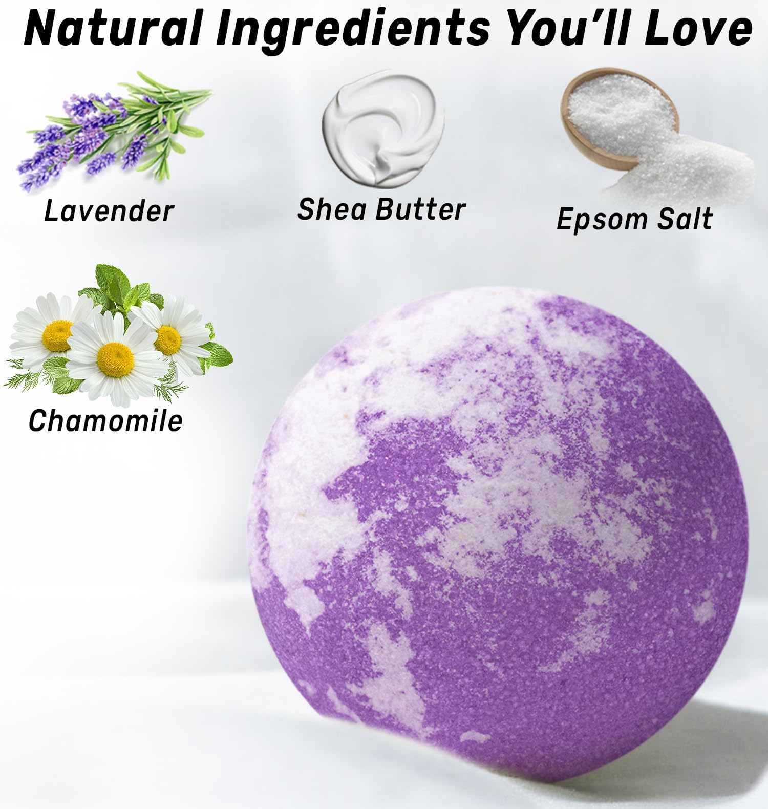 New Miuz Deep Sleep bath bomb texture shows creamy fizz and moisture.
