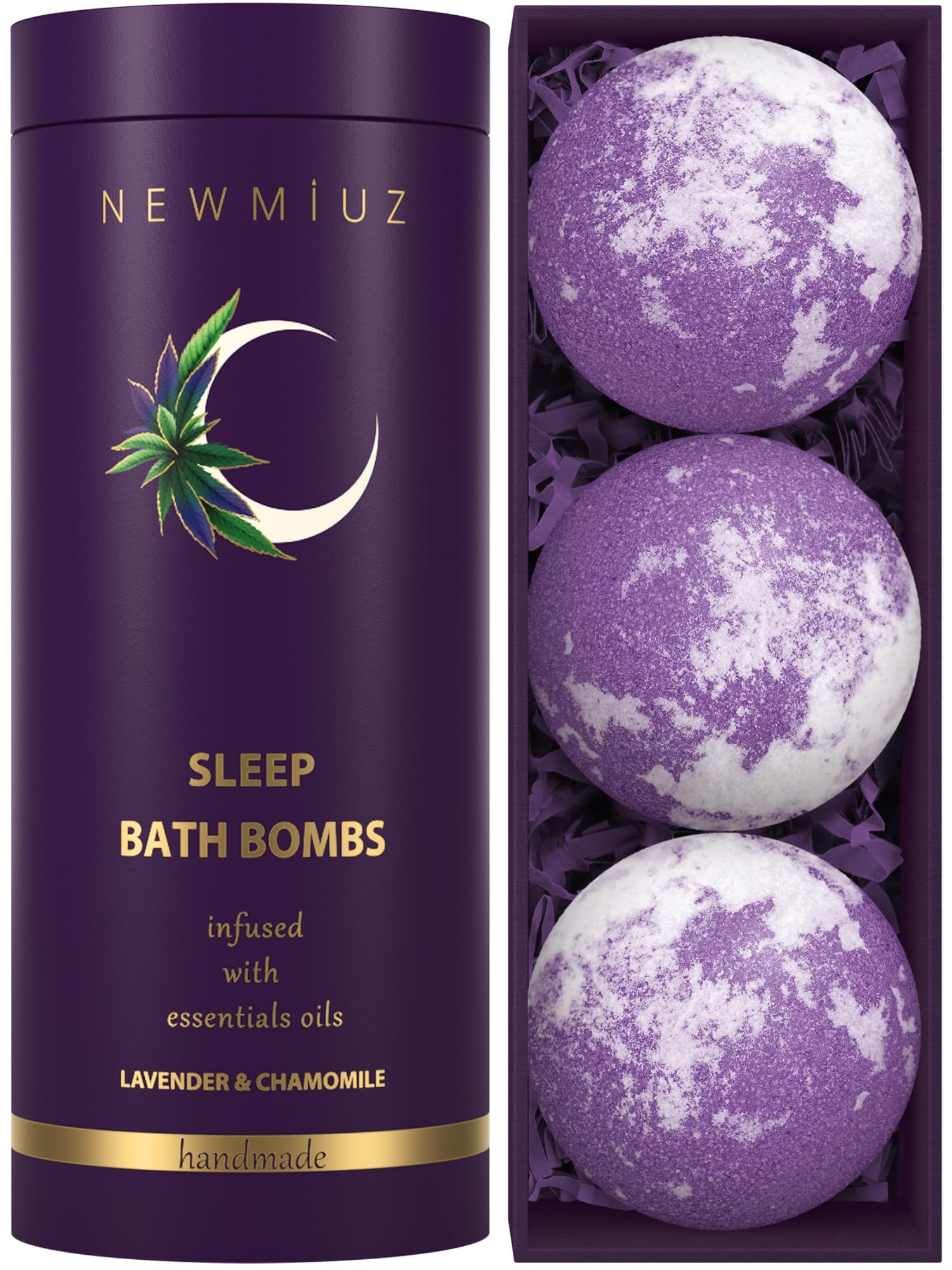 New Miuz Deep Sleep Bubble Bath Bombs packaging invites a calming night routine.